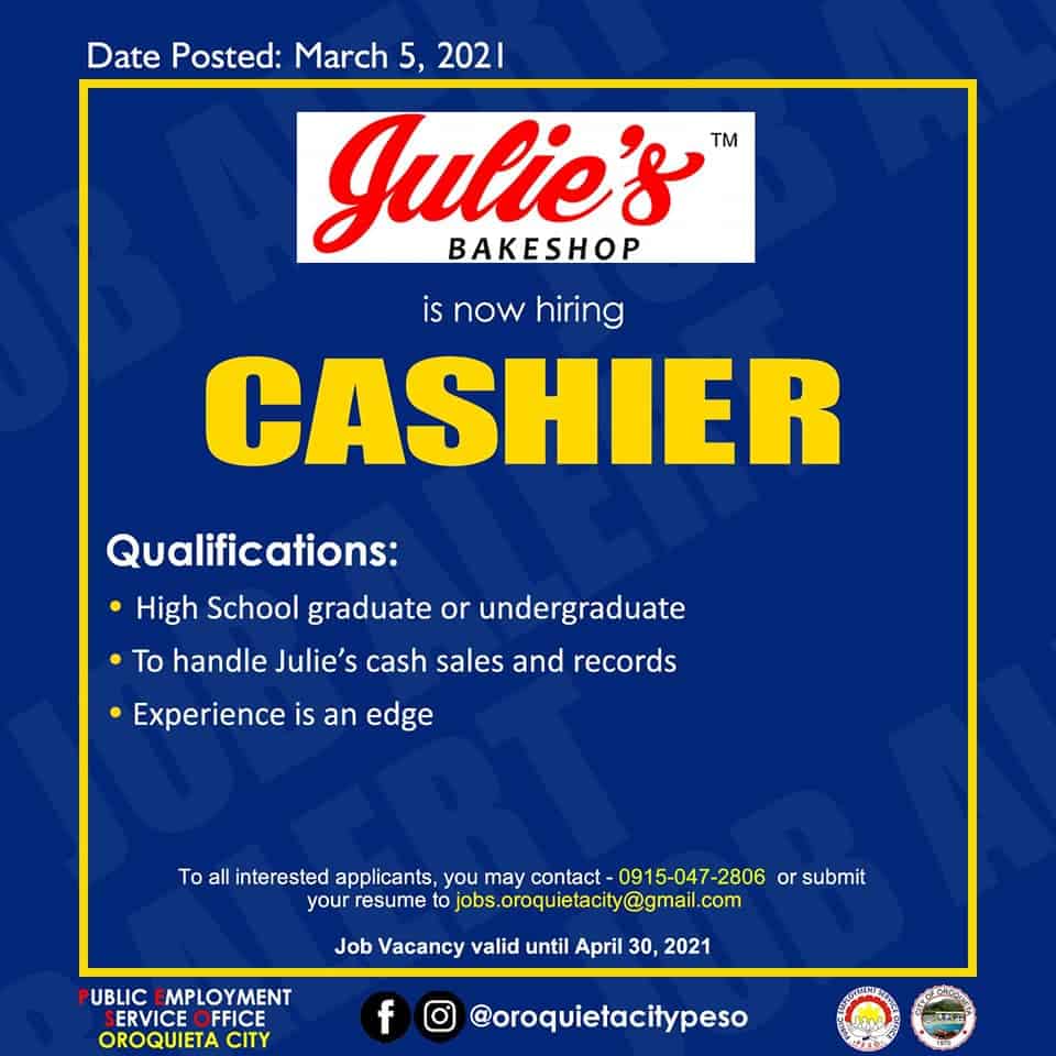 Cashier Job Hiring