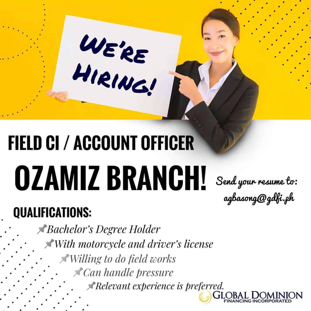 Field CI or Account Officer - Misamis Occidental Jobs