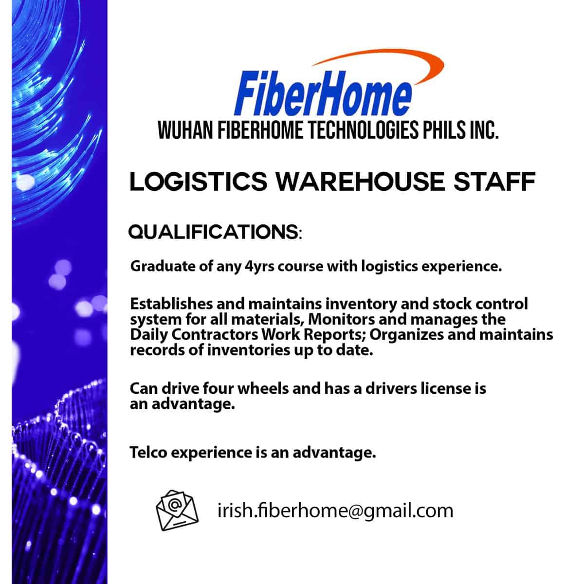 Logistics & Warehouse Staff Job Hiring