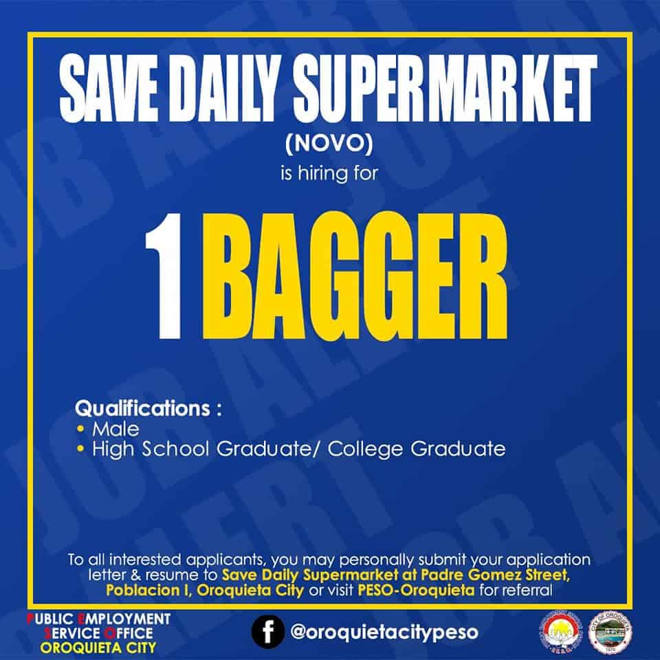 Bagger Job Hiring at Save Daily Supermarket