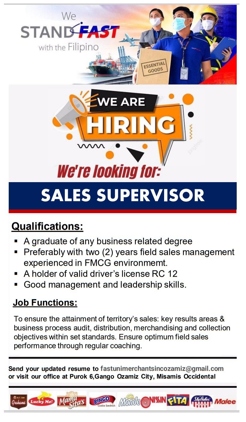 Sales Supervisor Job Hiring